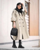 بارونی بلند کتان تی سی ضد آب آستردار مدل آنیش