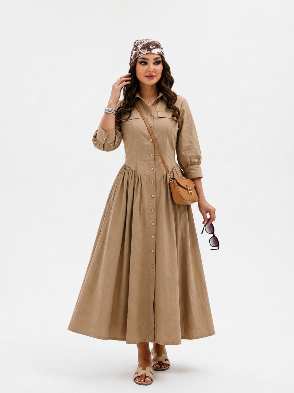 پیراهن عروسکی  کتان پری درجه یک مدل سارا