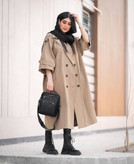 بارونی بلند کتان تی سی ضد آب آستردار مدل آنیش
