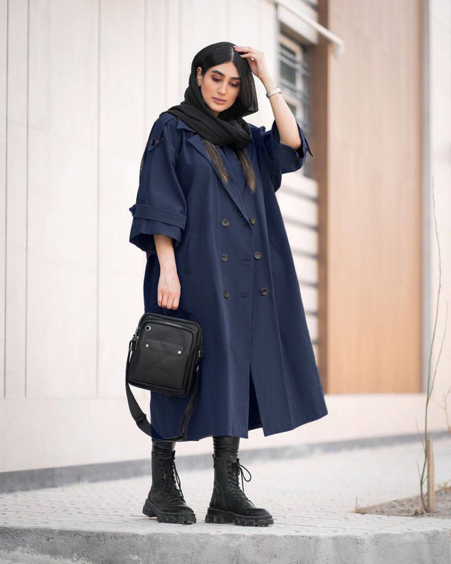 بارونی بلند کتان تی سی ضد آب آستردار مدل آنیش